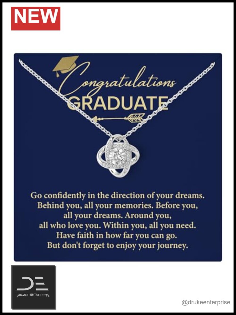 2026 Graduation Pendant Necklace for Women, Cubic Zirconia Love Knot Gift